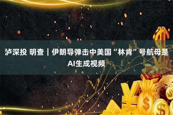 泸深投 明查｜伊朗导弹击中美国“林肯”号航母是AI生成视频